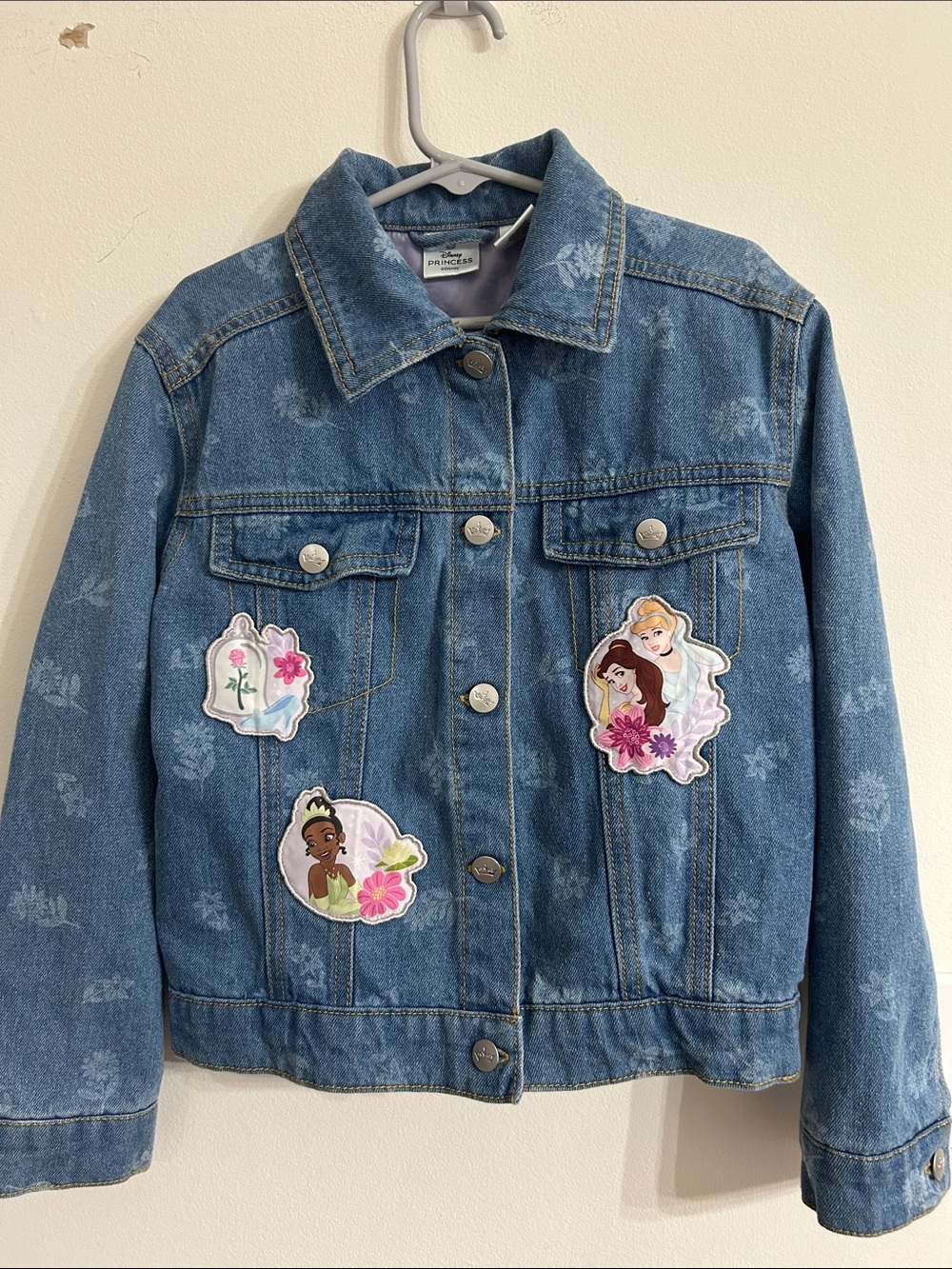 Disney Denim Jacket with Princess Patch Details - Blue Size 5/6. Worn Twice.